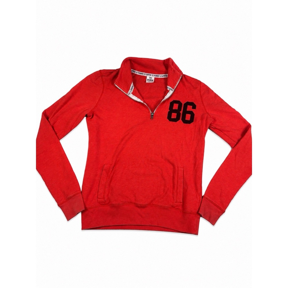 victoria's secret love pink quarterzip red/orange xs Y2K